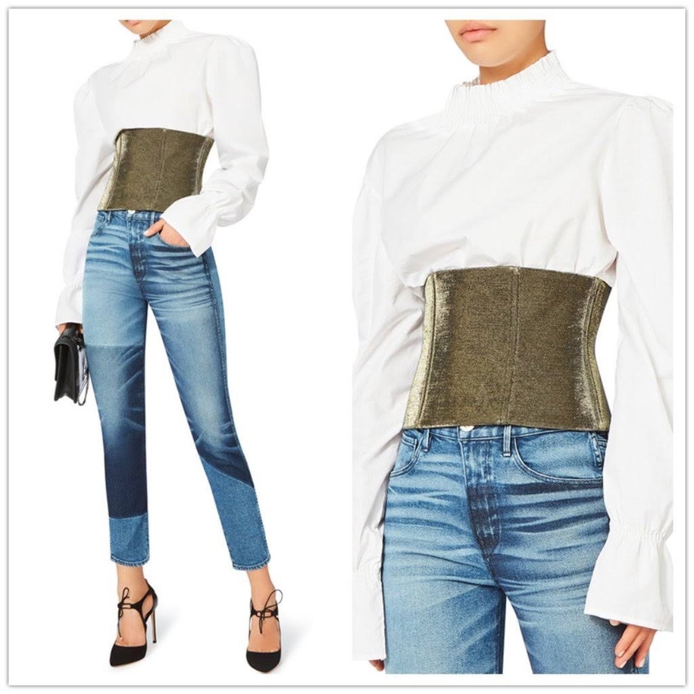 NWT Tibi Gold Metallic Waist Corset